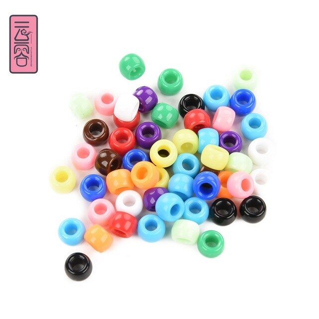 Tresses au Crochet couleur 7mm, perles rondes en acrylique pour tresses, bijoux de verrouillage pour enfants, filles et femmes, bricolage pièces/paquet: 001