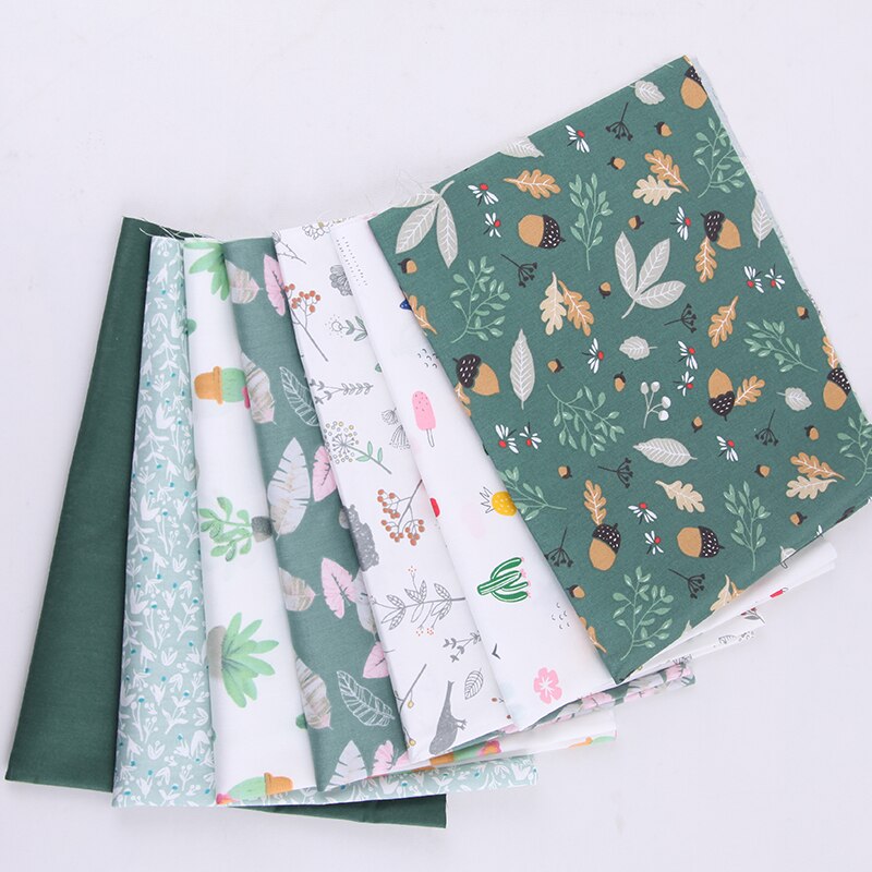 7 Pieces/Set Nordic Style Cotton Print Sewing Supplies Patchwork Cloth Multi Purpose for Household DIY Handmade Flower Pattern