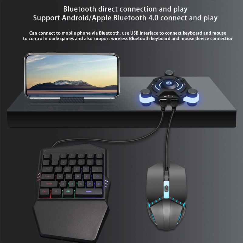 Keyboard Mouse Converter Wireless Bluetooth Connection for Mobile Game IOS and Android Universal
