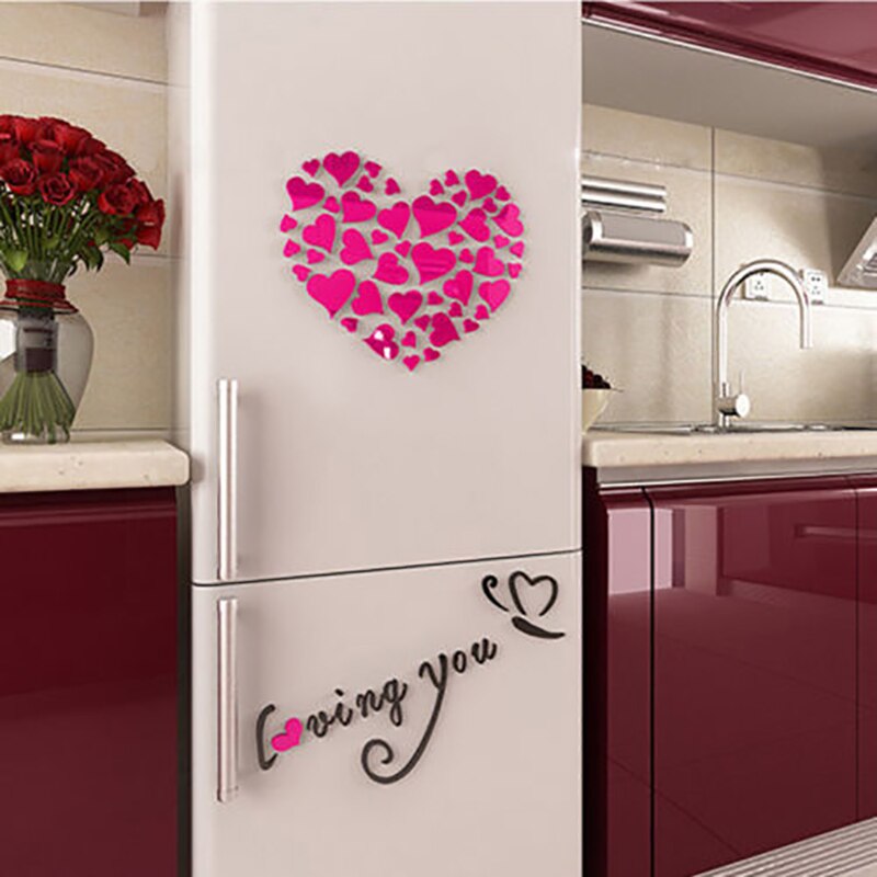 Nowe mody piękne lustro serca domu 3D naklejki ścienne dekoracje DIY naklejka wymienny