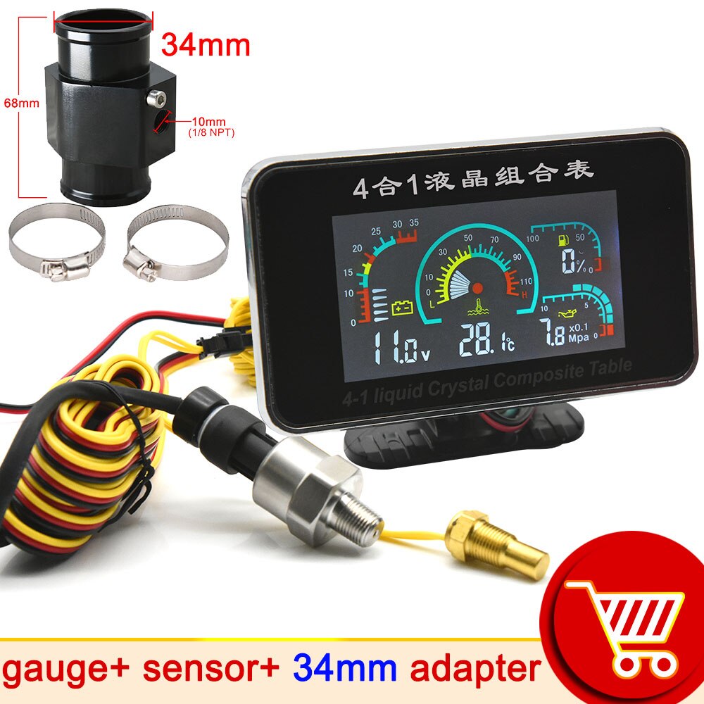 Pipe Sensor Adapter Hd 4 In 1 Auto Water Temperatuurmeter Met Water Te... – LovingPrices