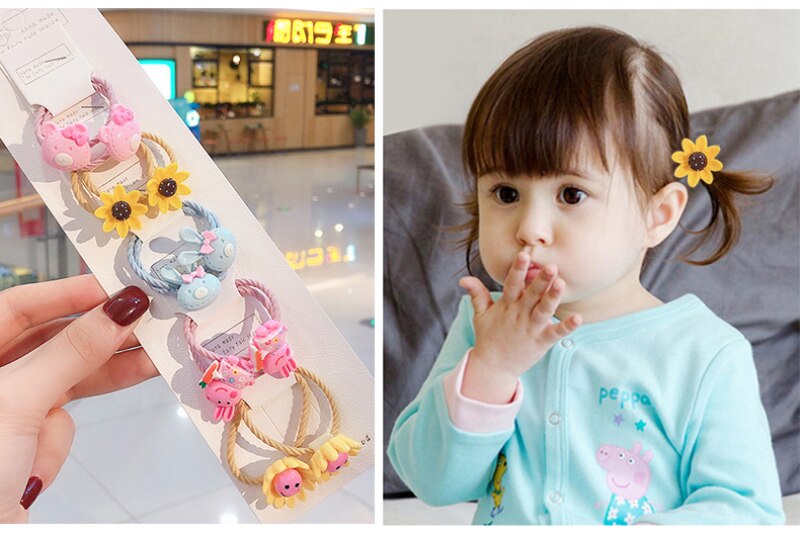 10 pièces/sac mignon dessin animé Fruit fleur élastique cheveux élastiques pour enfants enfants filles Scrunchie cravate cheveux anneau corde accessoires