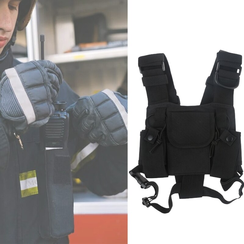 594F Radio Chest Harness Chest Front Pack Pouch Holster Vest Rig for Two Way Radio Walkie Talkie