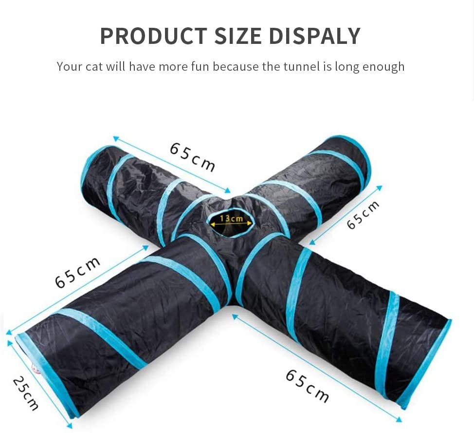 2/3/4 5-way Interactive Collapsible Cat Tunnel Tube Kitty Tunnel Bored Cat Pet Toys Peek Hole Toy Cat Puppy Kitty Kitten Rabbit: Navy Blue