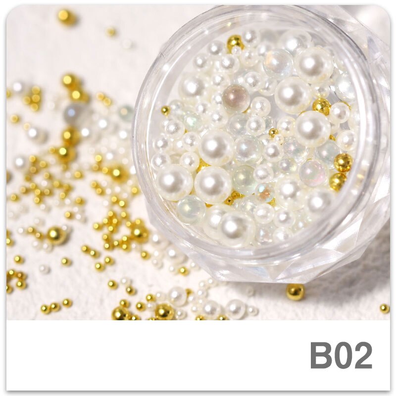 1 æske bittesmå ab krystal rhinestones til negle skinnende kaviar perler mikro glaskugler mix størrelse charme perler holo nail art dekorationer: B02