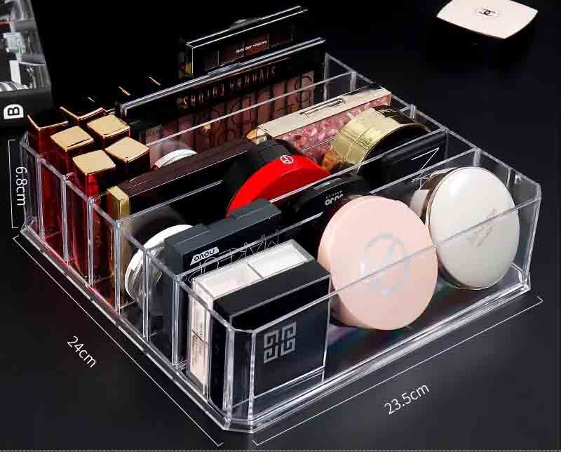 Plastic Transparent Makeup Organizer Storage Box Clarity Cosmetic Makeup Holder Vanity Cabinet Powder Display Shelf: 04