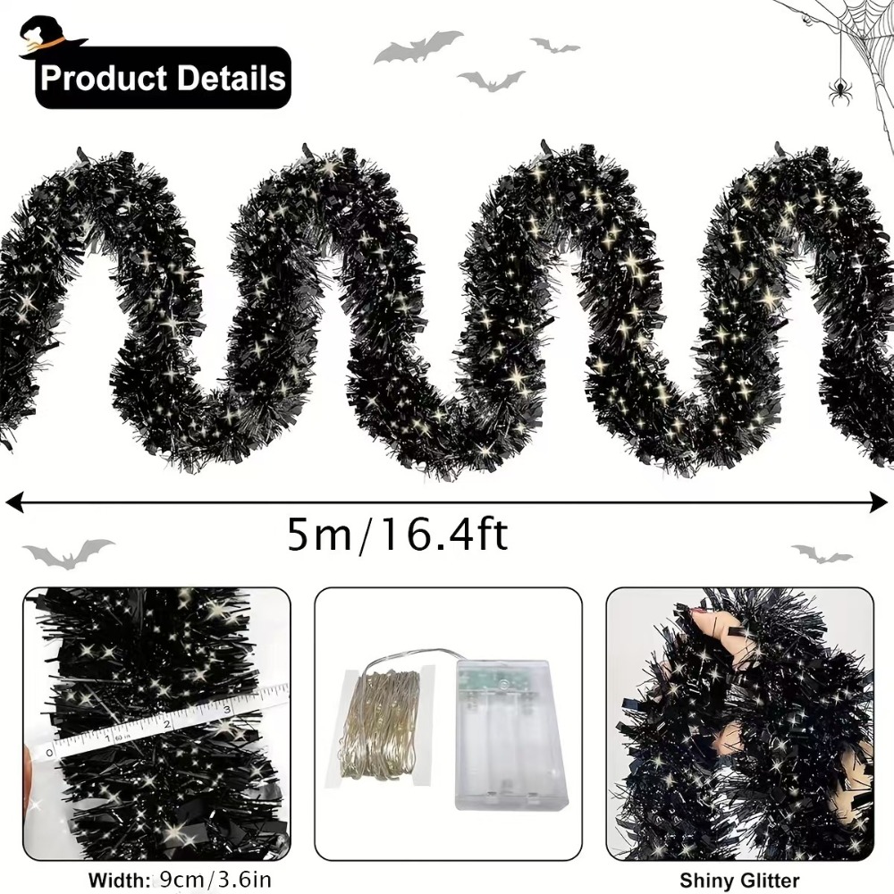5m/16ft led árvore de natal guirlanda pendurado tira brilho fita de natal com luzes led colorido pendurado guirlandas de ouropel ao ar livre