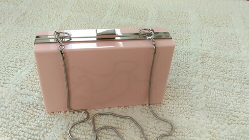 Neue Acryl Transparent Frauen Kupplung Tasche Kette Frauen Handtasche Kette Schulter Tasche Messenger Bag Abend Tasche: pink sliver 2 chain