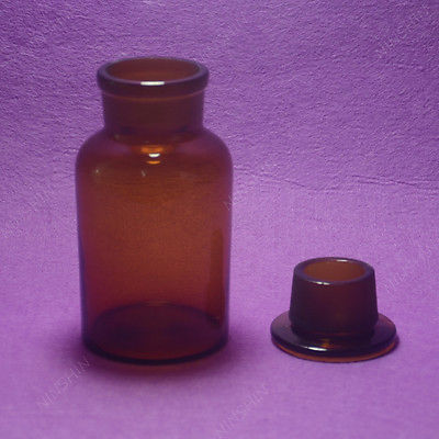 Botella de reactivo de vidrio ámbar de 250 ML, boca ancha, tapón de tierra, cristalería de laboratorio