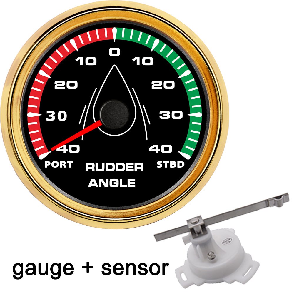 85mm Stiefel rüder Winkel Messgerät + Sensor 12v 24v 0-190 Ohm Meter Marine Anzeige mit paarung Sensor 7 farben Edelstahl: Gold Schwarz