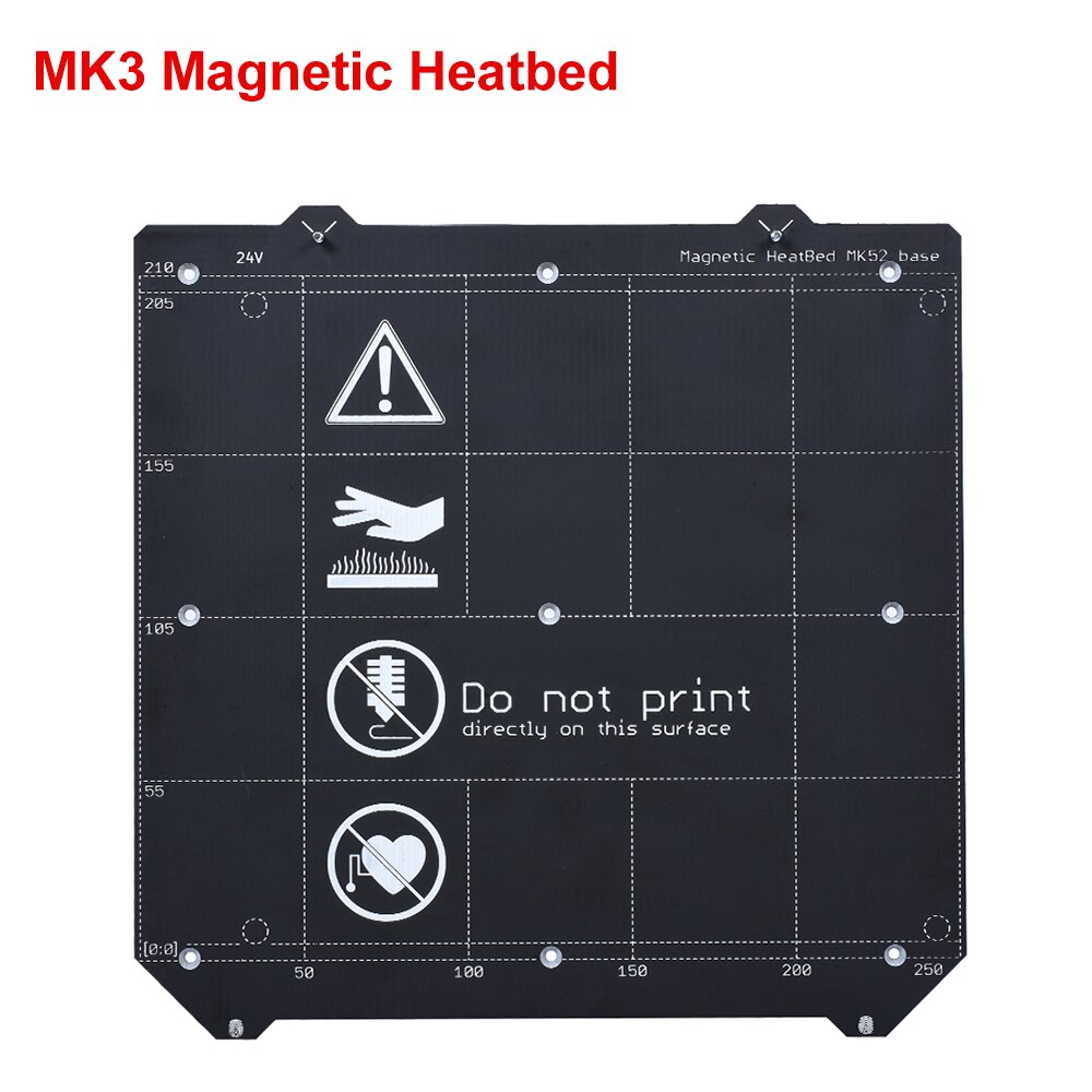3D Printer Parts Clone I3 MK3 Magnetic Heatbed MK52 24V+MK3 Spring Steel Plate Platform+PEI Sheet for MK3/MK3S Heated Bed Printe: MK52 Heatbed