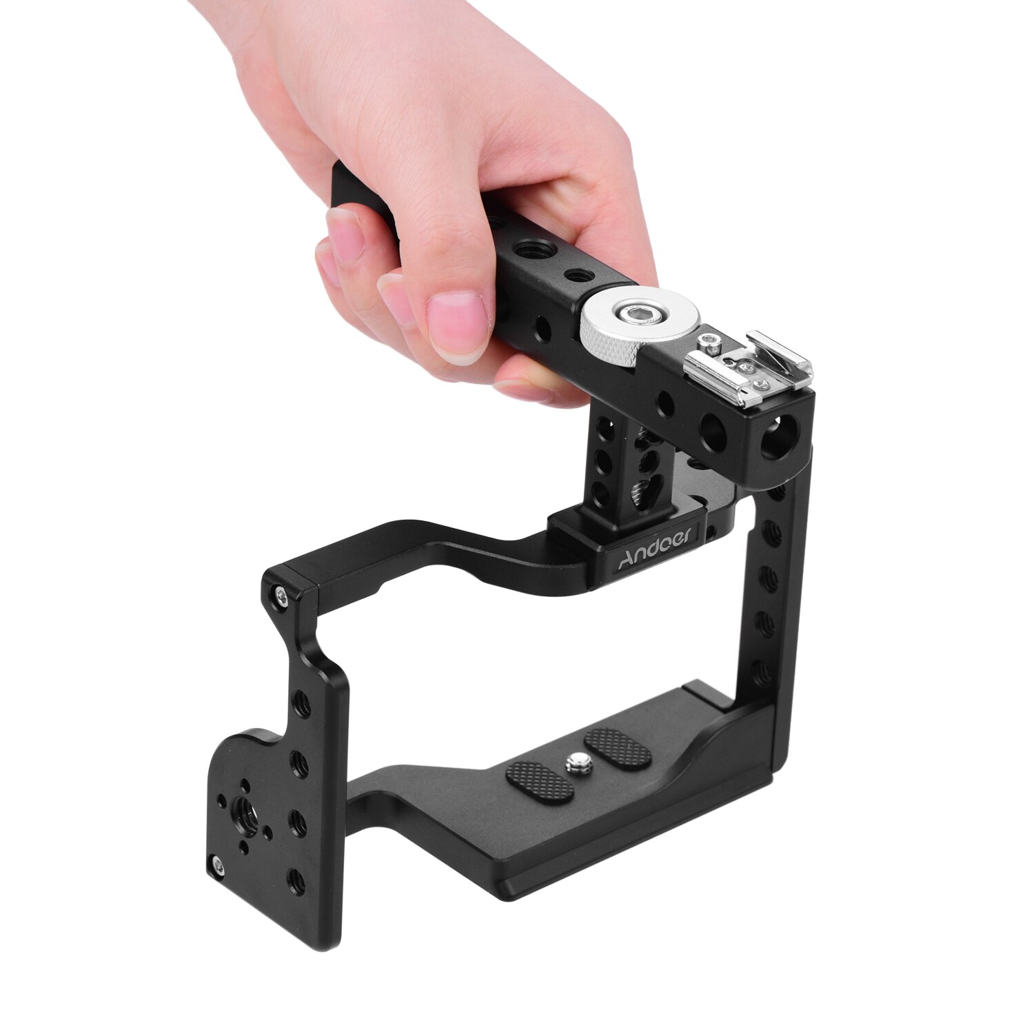 Andoer Camera Cage Video Accessories Kit with Top Handle Camera Case Bracket Extension Thread Holes Cold Shoe Mount for Sony