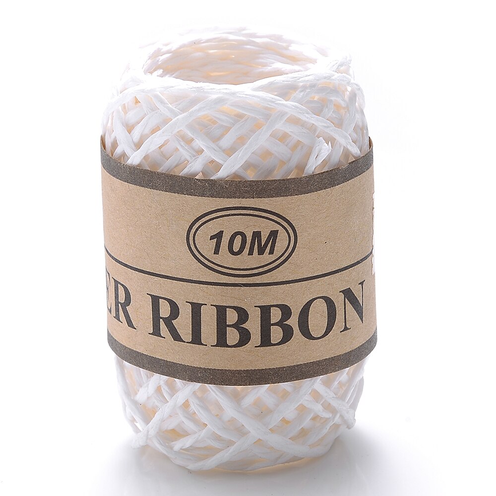 10 meter/rulle raffia papirreb blomsteremballage materiale gør-det-selv håndværk maleri fest bryllup dekoration tilbehør: Hvid