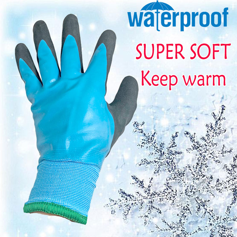 100% Warm Werk Handschoenen Voor Winter Waterdichte Nitril Dubbele Shell Thermische Werk Handschoenen Werk Handschoenen Waterdicht