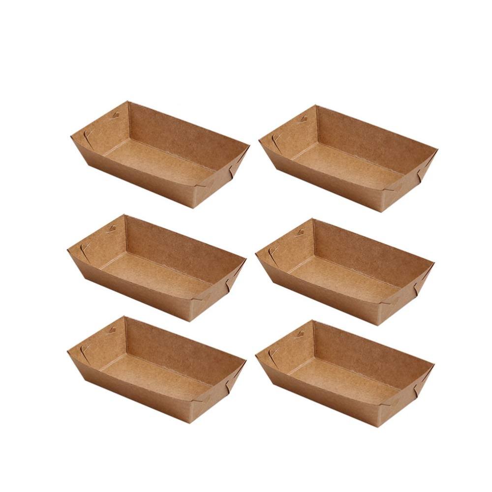 30pcs Boat Shaped Packing Box Disposable Kraft Paper Packing Case Useful Packing Tray for Snack Food