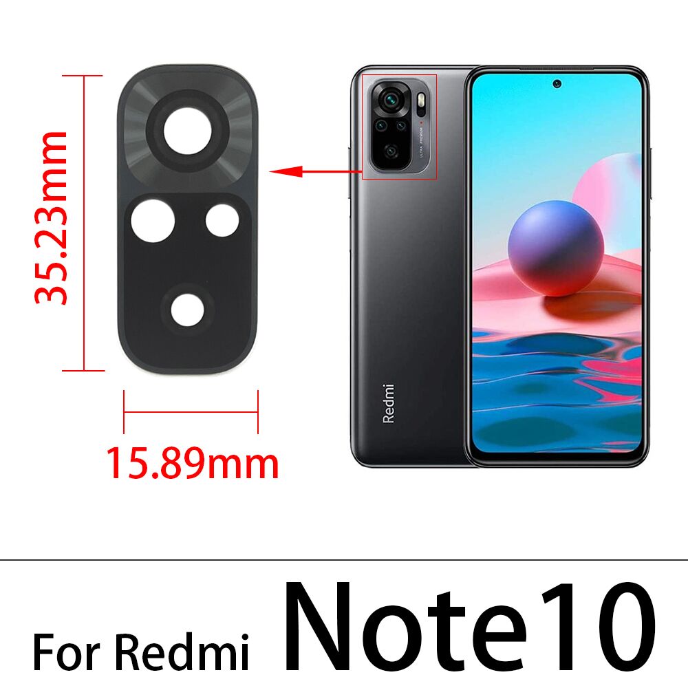 2 uds, nueva lente de cristal de cámara trasera probada con pegatina para Xiaomi Redmi 12C 9T 9C 9A 6 6A 7 7A 8 8A 9 Note 10 Pro 10S: Gris