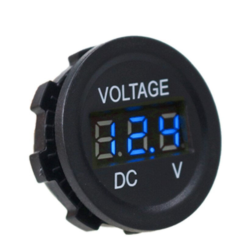 Rotondo Impermeabile auto Moto Pannello portato digitale Schermo del Misuratore di Tensione Voltmetro del tester di Tensione del tester del tenere sotto controllo Schermo DC6V-30V: blu