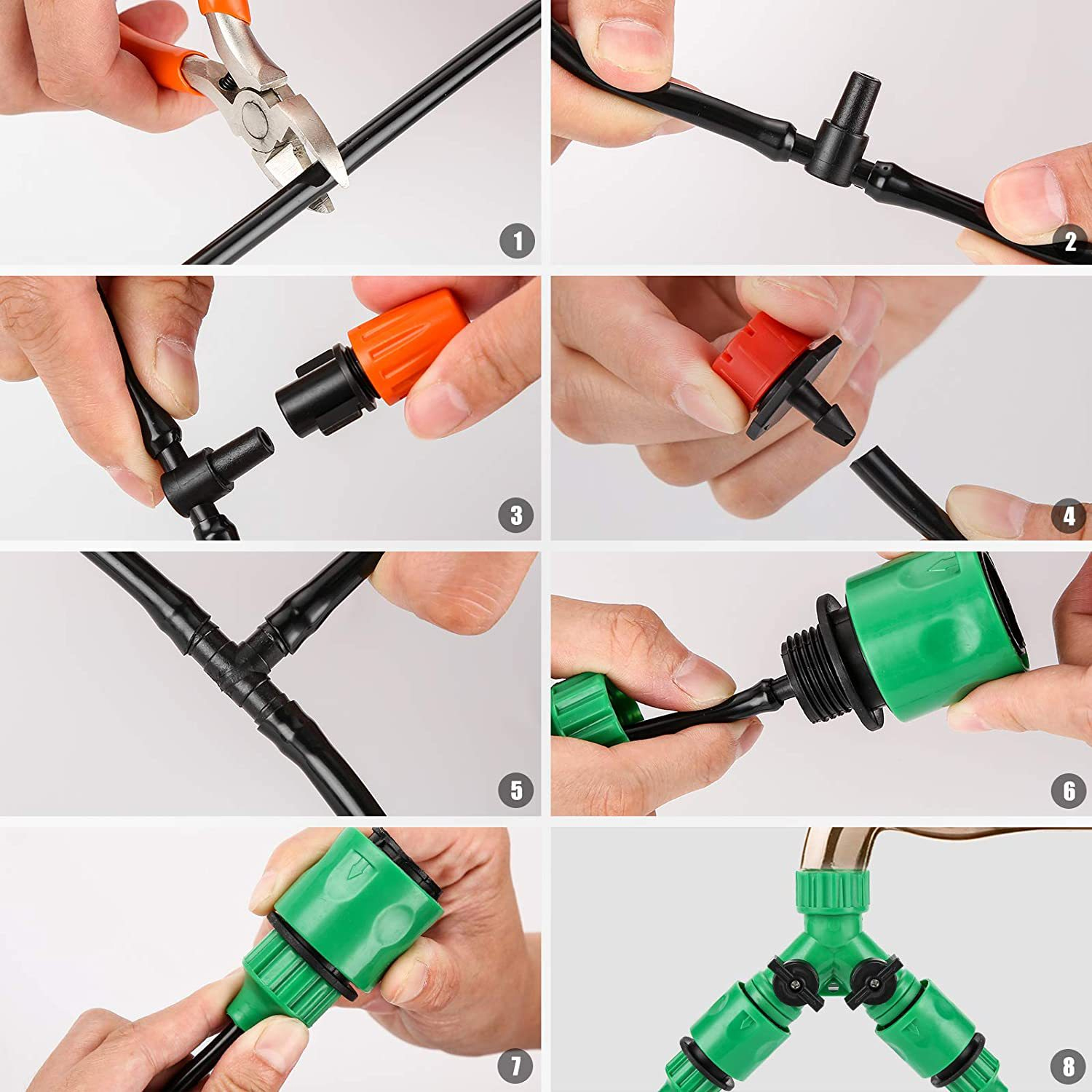 Sistema de riego, herramientas de jardín, Kits de riego por goteo, manguera de riego automática con instalación práctica ajustable, ahorro de agua