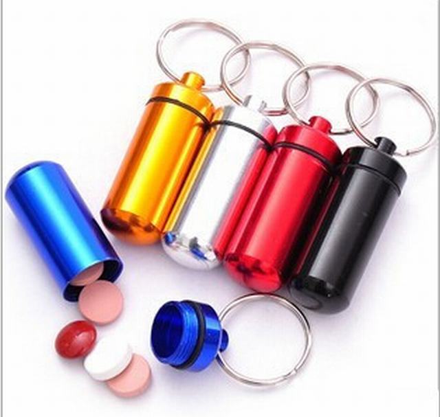 10pcs/lot Micro 6 colors Pill box case Cache Container Geocache Geocaching Key rings keychain holder