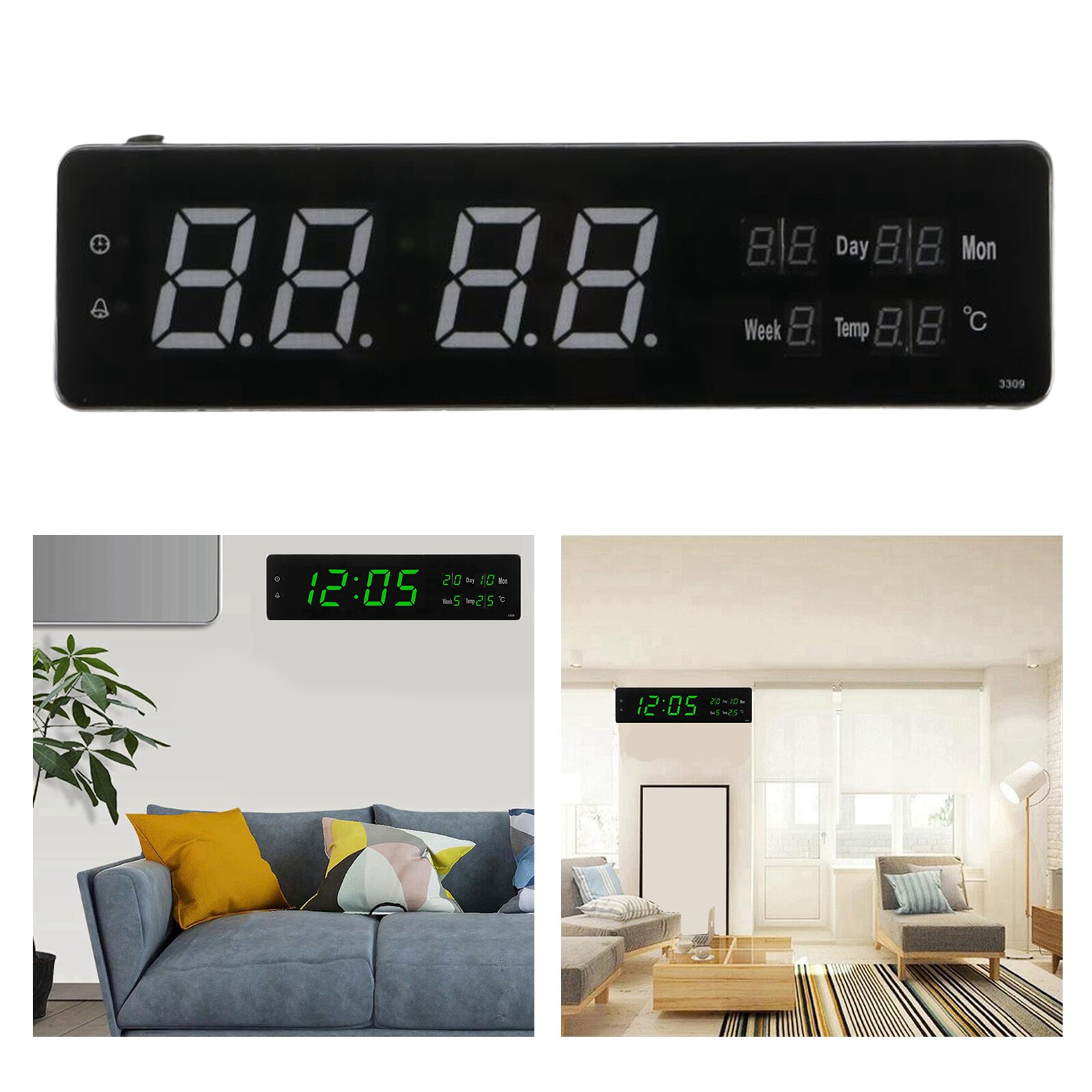 Large digital alarm clocks desktop wall clock 24 h vicedeal