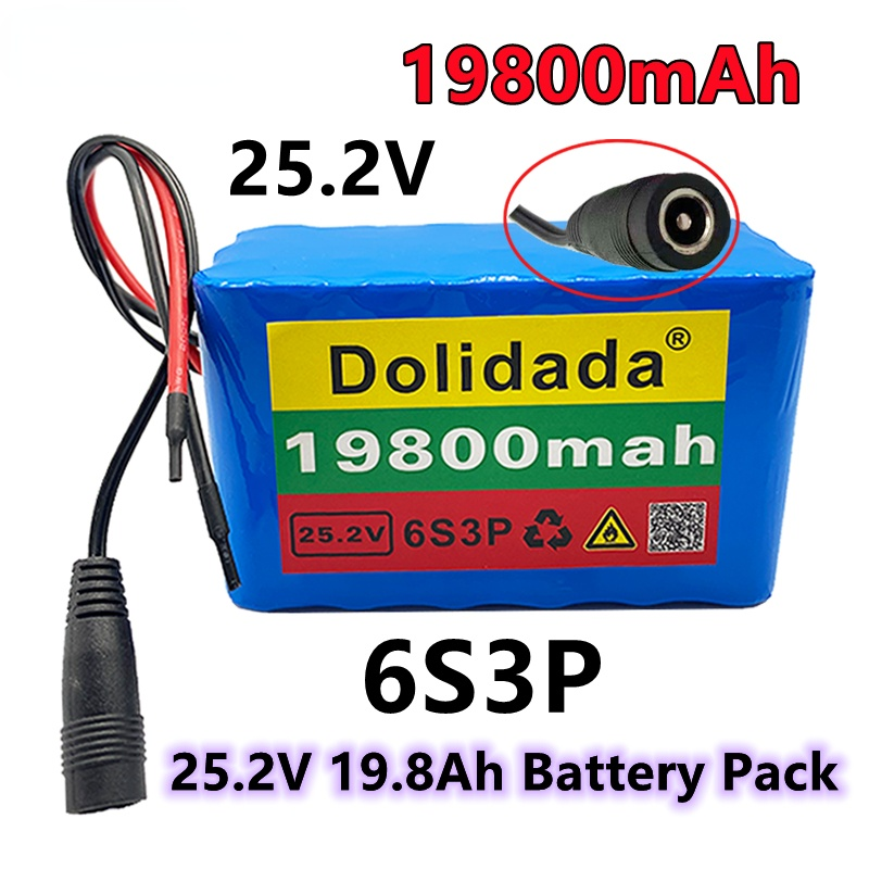 100% V lithium battery, 25.2 MAH, 6s3p, 1980018650 V, electric bicycle, moped, lithium ion battery, 25.2