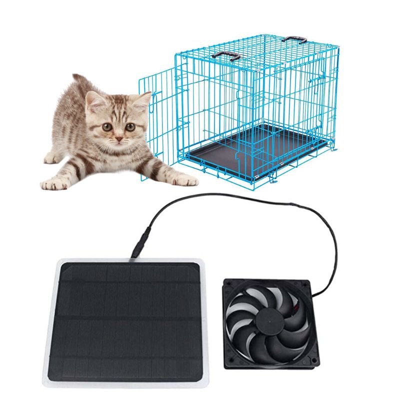 Mini Universial Zonne-energie Fan Ventilator Voor Hond Kas Kip Huis Energiebesparende Cooling