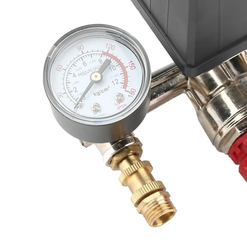 Adjustable Pressure Switch Air Compressor Switch Pressure Regulating With 2 Press Gauges Valve Control Set
