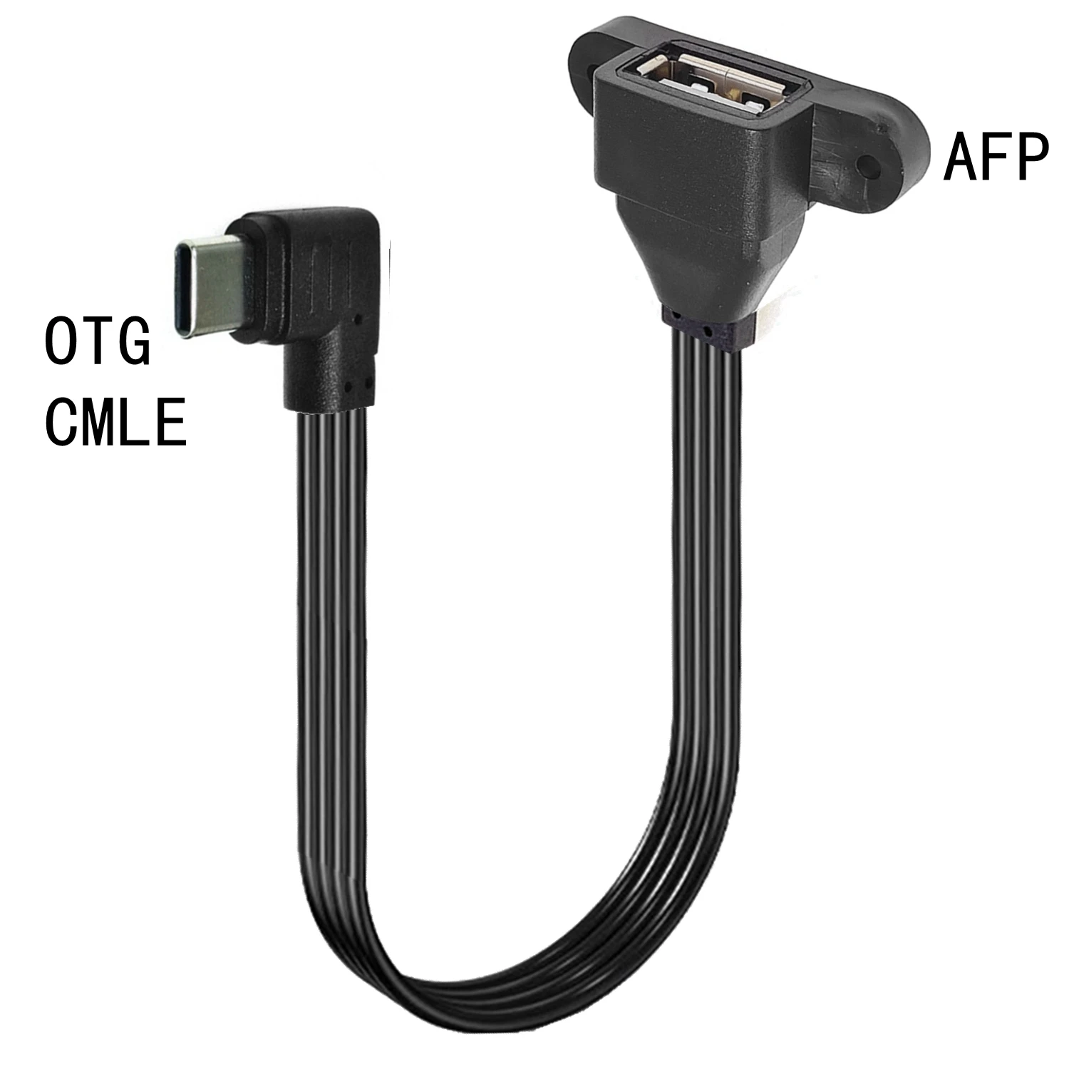 Flat C-type USB to OTG USB cable,Suitable for phones and computers function on TYPE-C 90 degree male to USB 2.0 female adapter: Gold / 0.6m