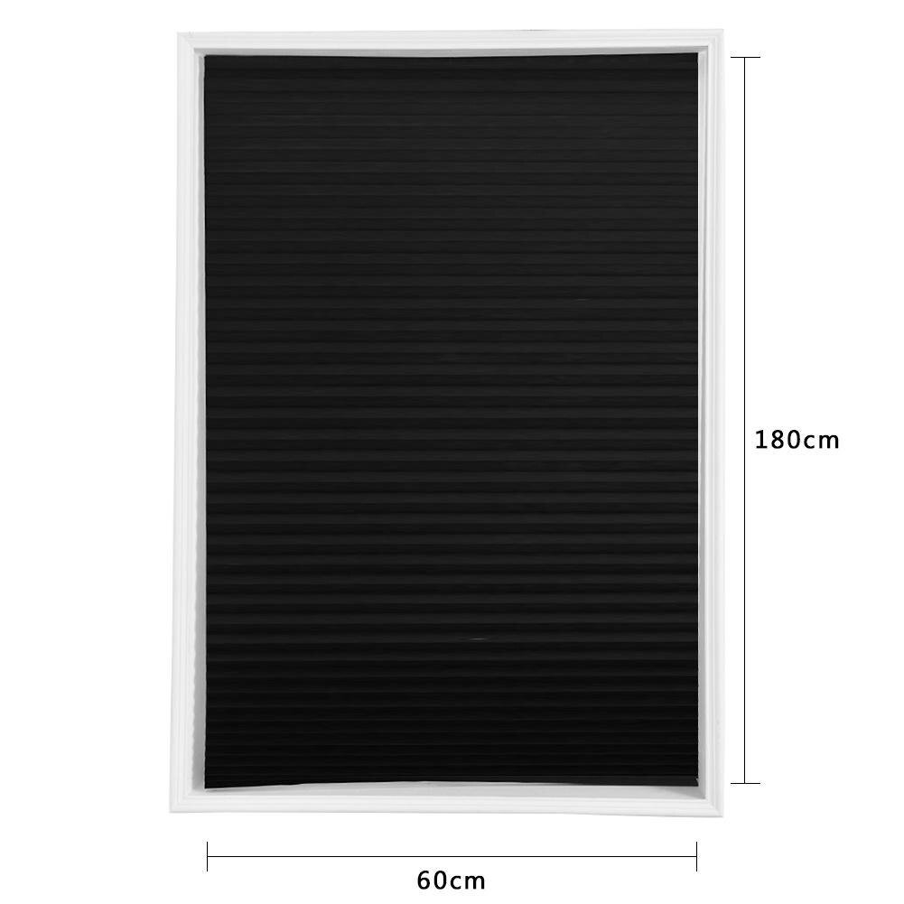 Zelfklevende Geplooide Blinds Gordijnen Woonkamer Half Verduisterende Gordijnen Voor Badkamer Balkon Shades Home Decor: Black 60X180cm