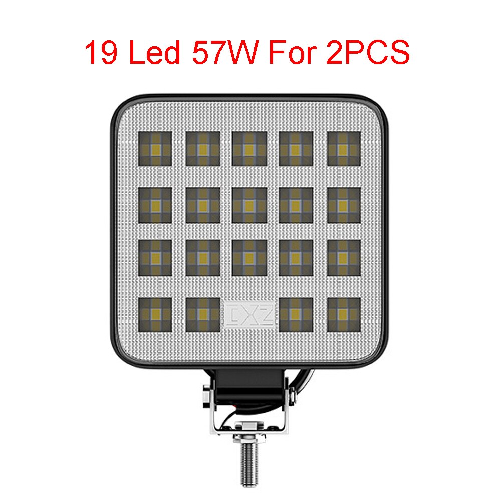 Auto werklamp led bar led 12 volt led offroad verlichting voor 4 x 4 atv auto vrachtwagens tractor 24v mistlampen offroad accessoires: 2 stuks 19 led 57w