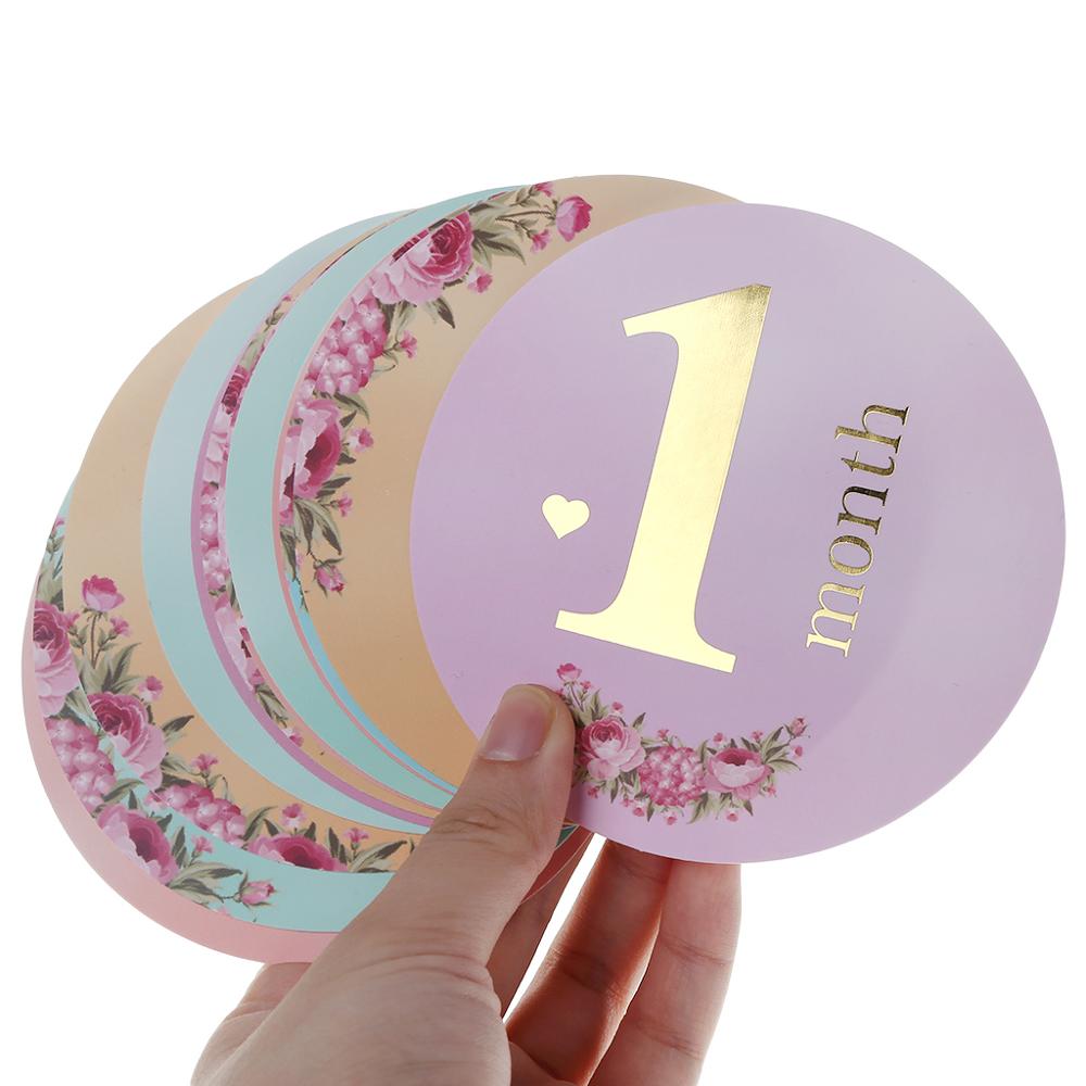 12 Stks/set Maand Sticker Baby Fotografie Milestone Gedenkteken Maandelijkse Pasgeboren Herdenkingsmunt Card Nummer Foto Props Accessoires
