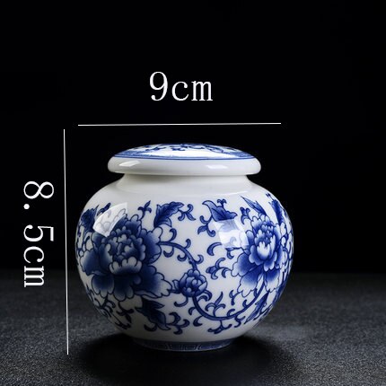 Blue and White Porcelain Storage Jar Ceramic Round Flower Pattern Tea Box Multifunctional Ceramic Jar Food Container Classic Art: B