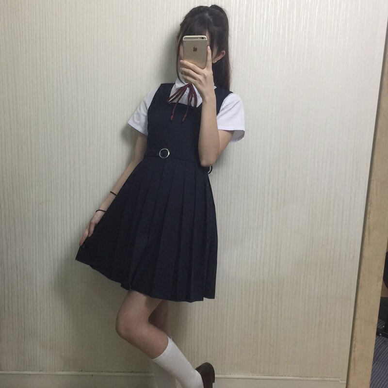 Estudante japonês jk uniforme cabo saia blusa branca vestido colete de marinheiro uniforme de classe uniforme escolar terno