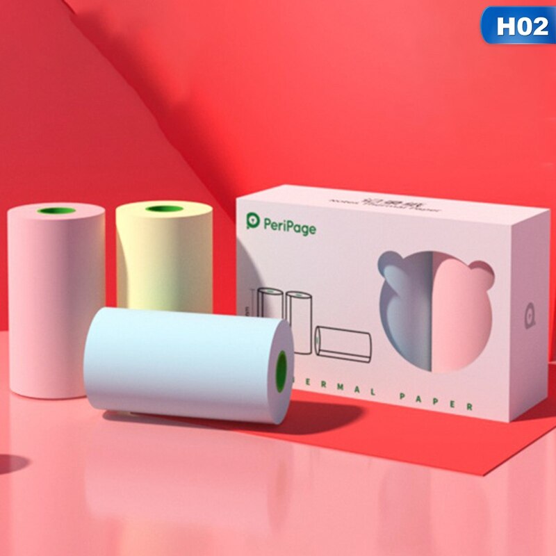 Mini Thermal Printer 5.7*3*3cm Sensitive Adhesive Sticker Printing Paper With 3Rolls For Phontos Print Paper: 02