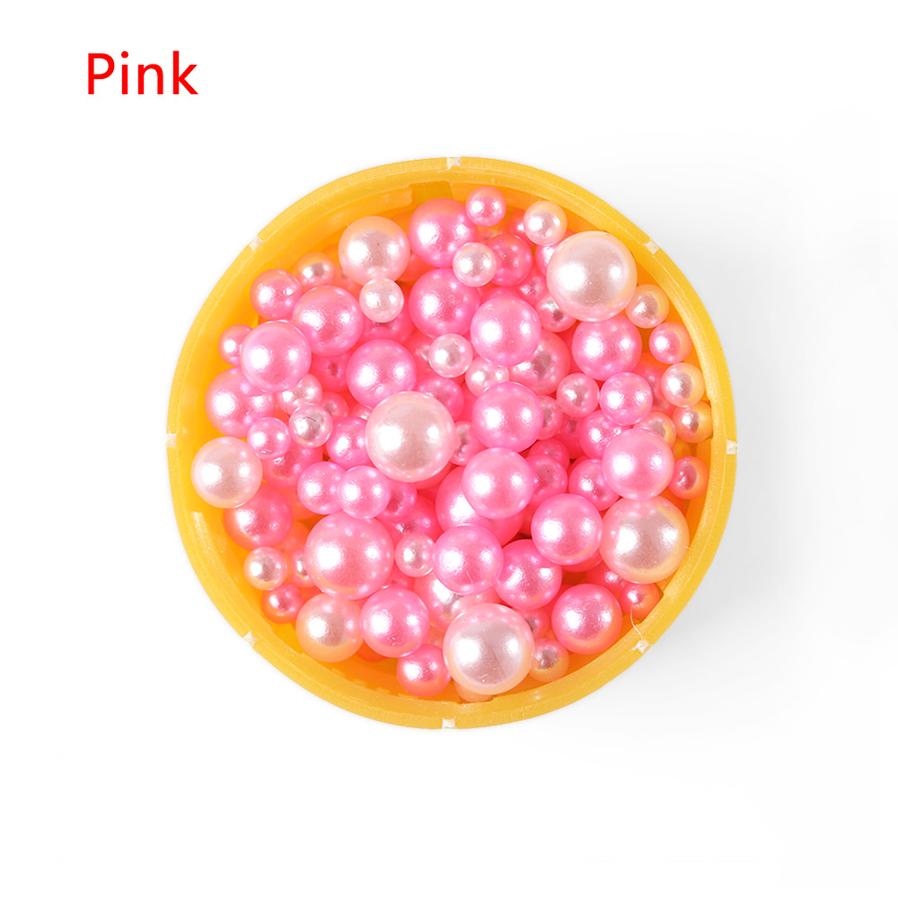 500 stk / taske 2.5-5mm bland regnbue farve rund uv harpiks efterligning perleperler intet hul løse perler diy smykker halskæde gør håndværk: Lyserød