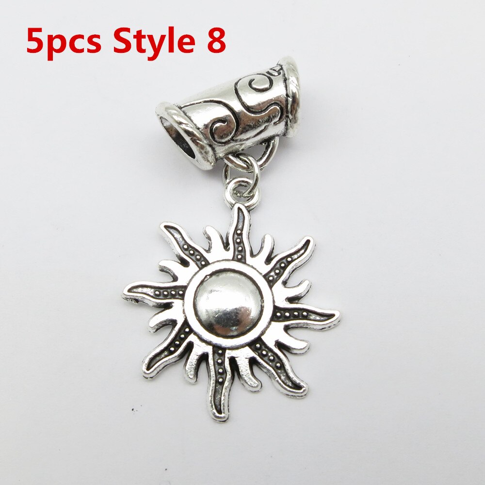 5Pcs/Pack metal Silver different charms hair braid dread dreadlock beads rings tube approx 6mm hole hair accessories: 5pcs Style 8