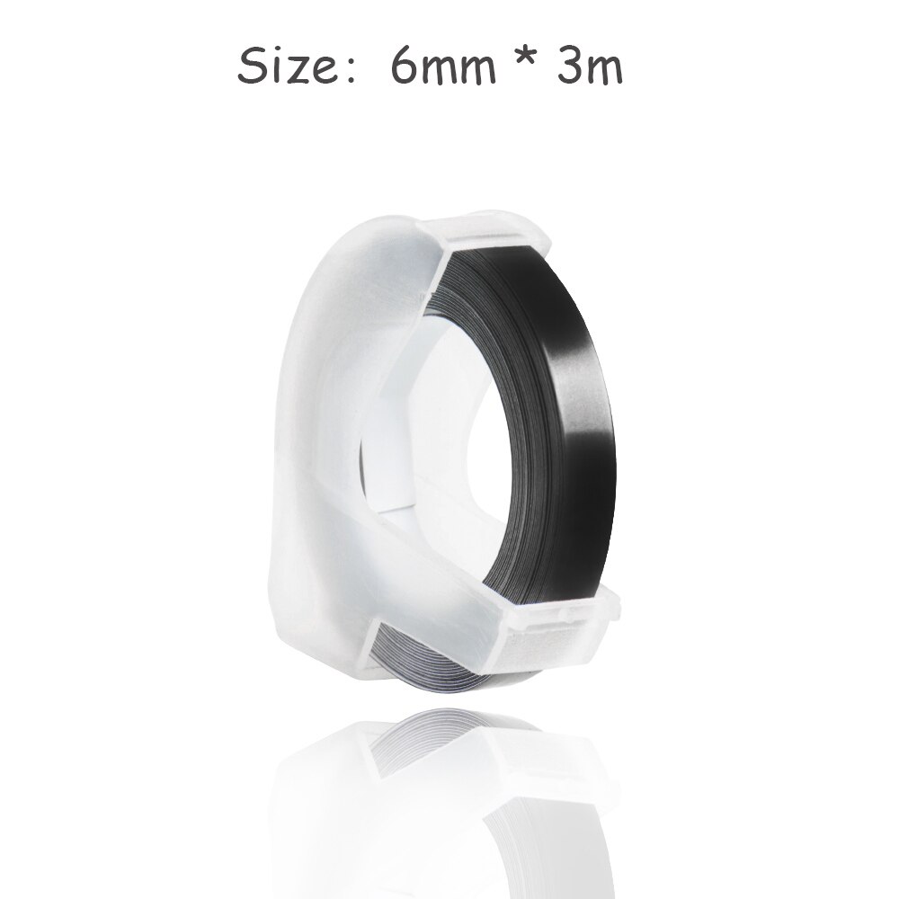 CIDY 1pcs Black color Compatible for DYMO 1610 12965 1880 label maker DYMO 3D Plastic Embossing Xpress Label 9mm*3m MOTEX E101: 6mm black