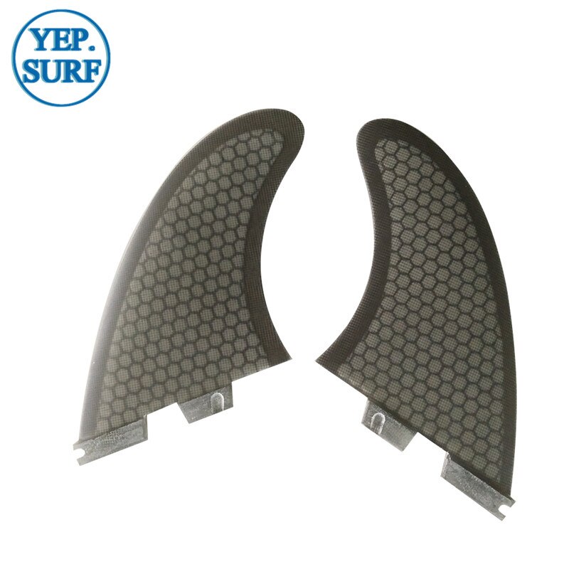 Double TabsII TWIN FIN Surfboard Fins TWIN FIN black color/white color quillas surf fins Yepsurf surf fins Fiberglass Honeycomb