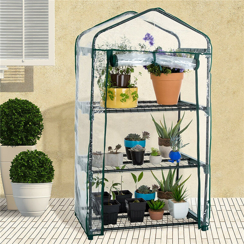 PVC Warm Garden Tier Mini Household Plant Greenhouse Cover Waterproof Anti-UV Protect Garden Plants Flowers (without Iron Stand)