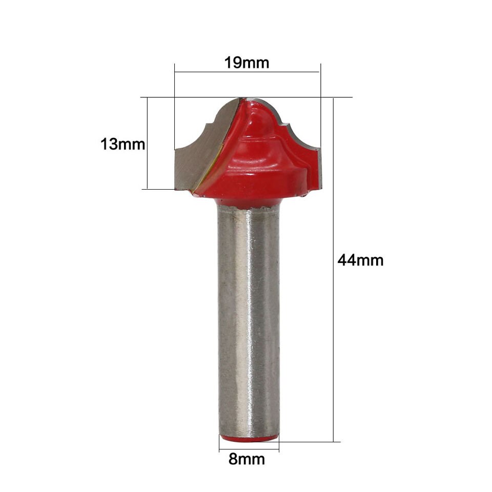 1 Pc 8 Mm Schacht Frees Houtsnijwerk 19 Mm Klassieke Router Bit Zonder Lager Concave Radius Frezen houtbewerking: Default Title