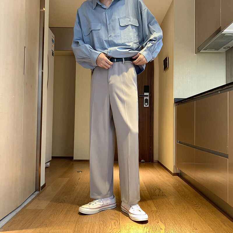 Pantalon droit décontracté en trois dimensions pour jeunes, couleur unie, populaire au printemps et en automne