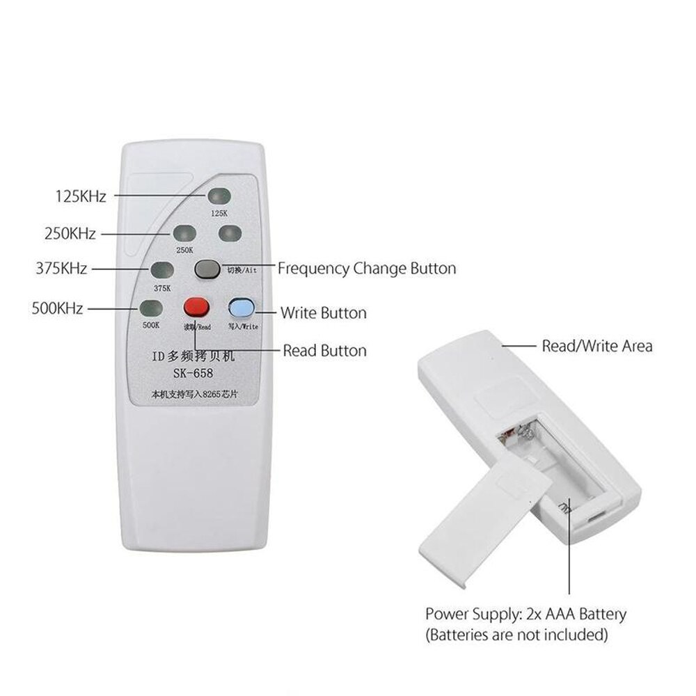 Lector de tarjetas RFID de mano I-D copiadora portátil Control de acceso con 6 tarjetas/etiquetas Kit llave tarjeta mando a distancia