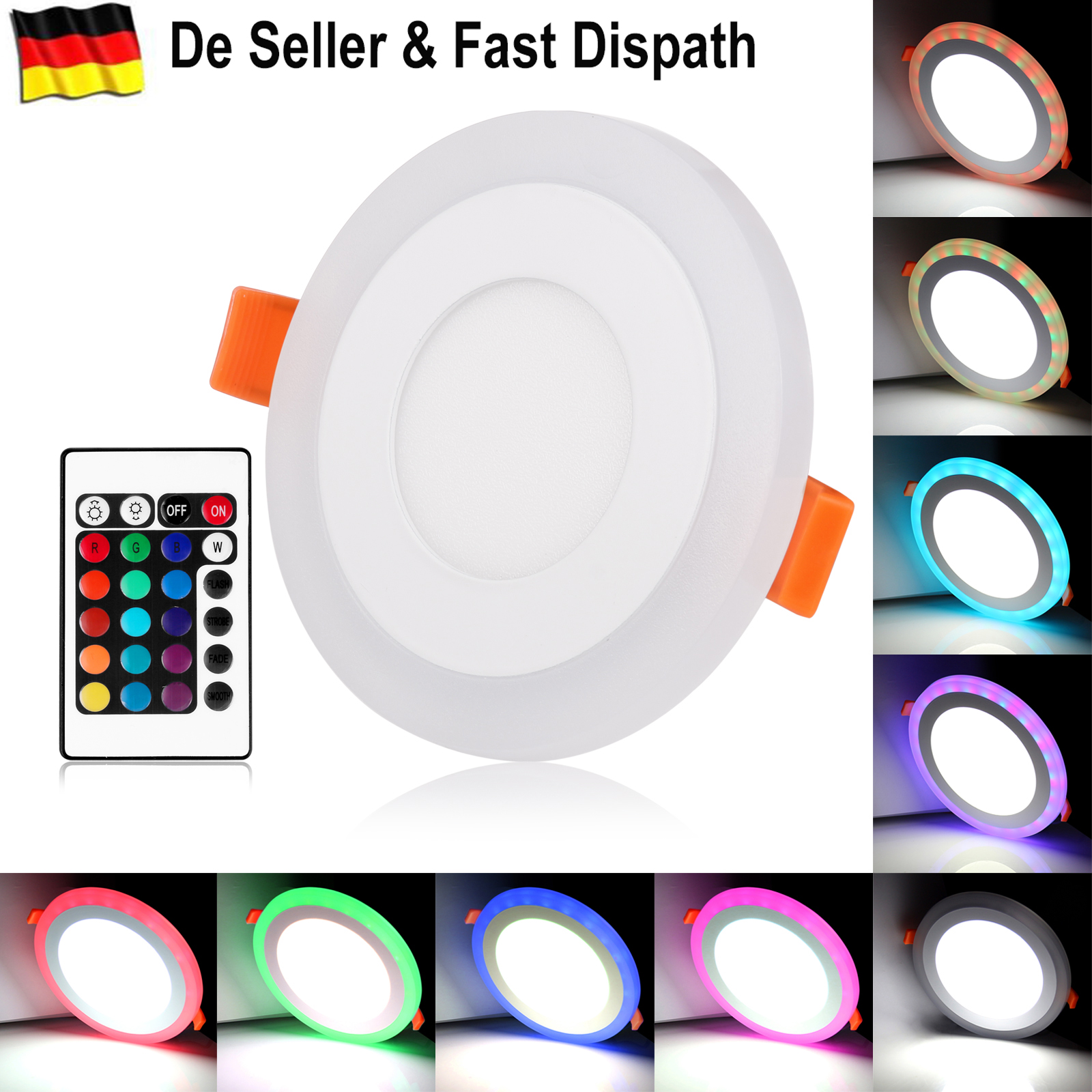3+3W/12+6W LED Panel Light AC 100-265V Ultra Slim Round Concealed Dual Color RGB LED Panel Lights Cool White RGB Downlight