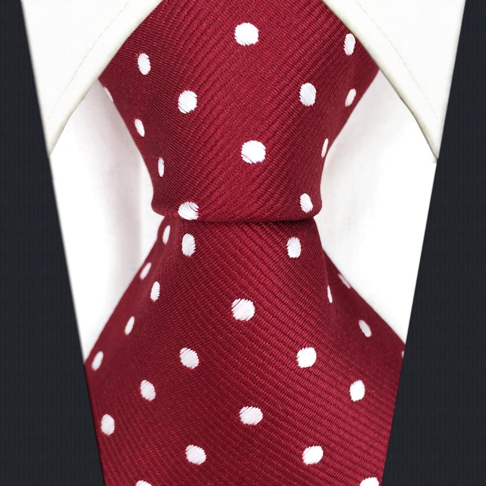 S15 Stippen Maroon Rood Wit Stropdassen Voor Mannen Zijde Bruiloft Stropdassen Extra Lange 63 &quot;160Cm Slanke Gravatas Mode