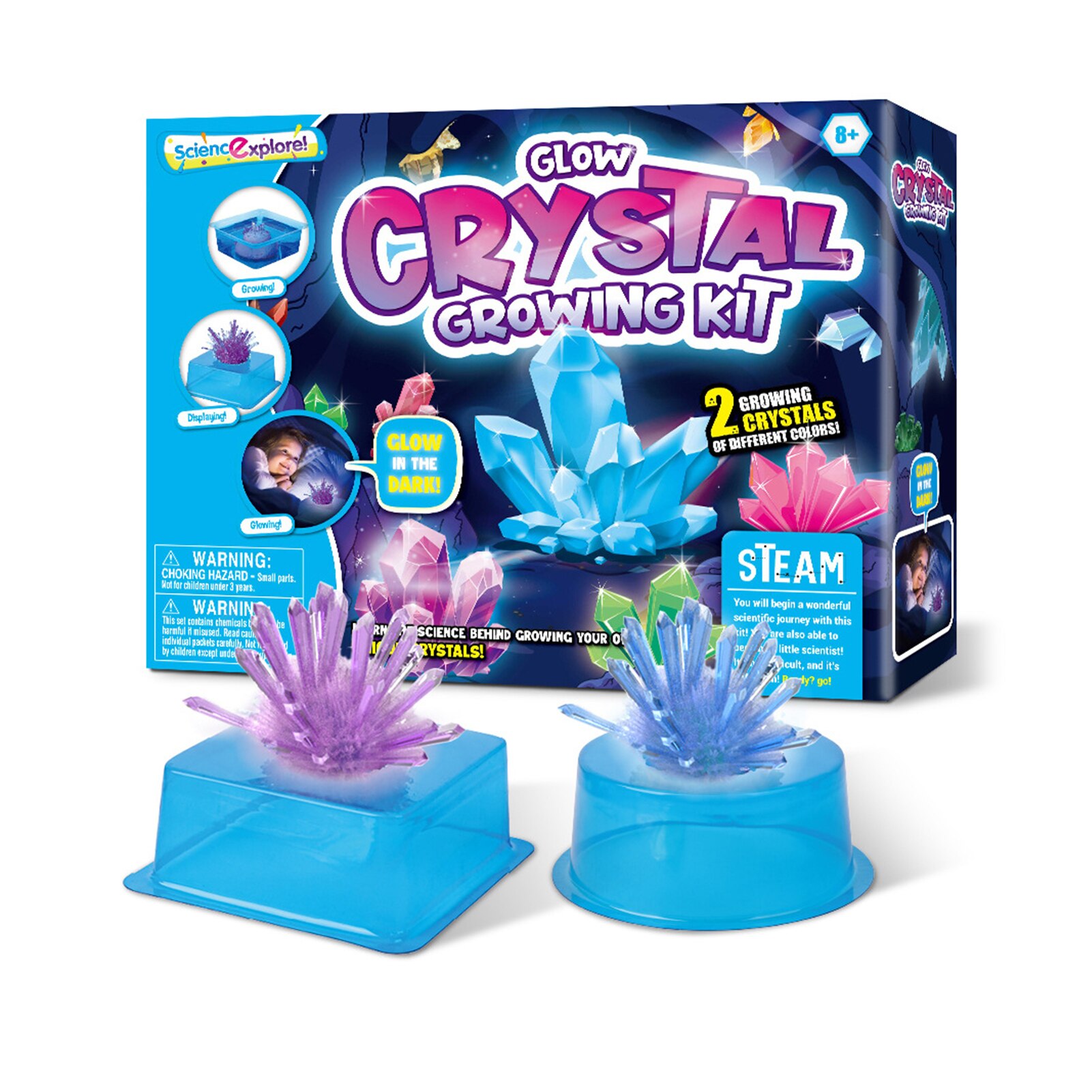 Crystal Growing Kit STEAM Chemical Science Experiment 2pcs Luminous Crystal Educational Craft DIY Projects Kits Lab Experiment: Default Title