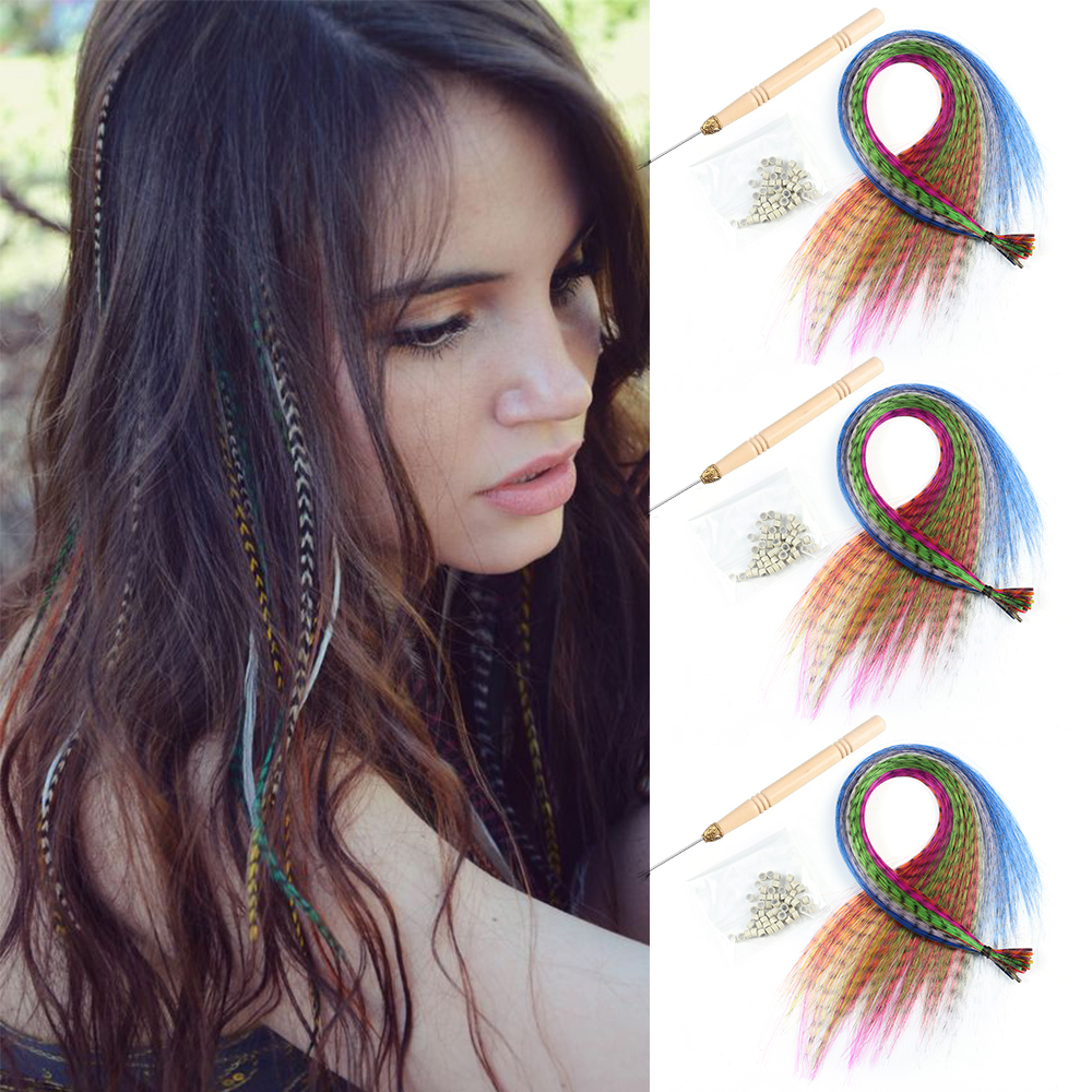 Synthetisch Gekleurd voor Haar Feather Extensions 20 30 40 50 Stuks Tip 16 inch Synthetisch Haarstukje Zebra Feather Hair Extensions
