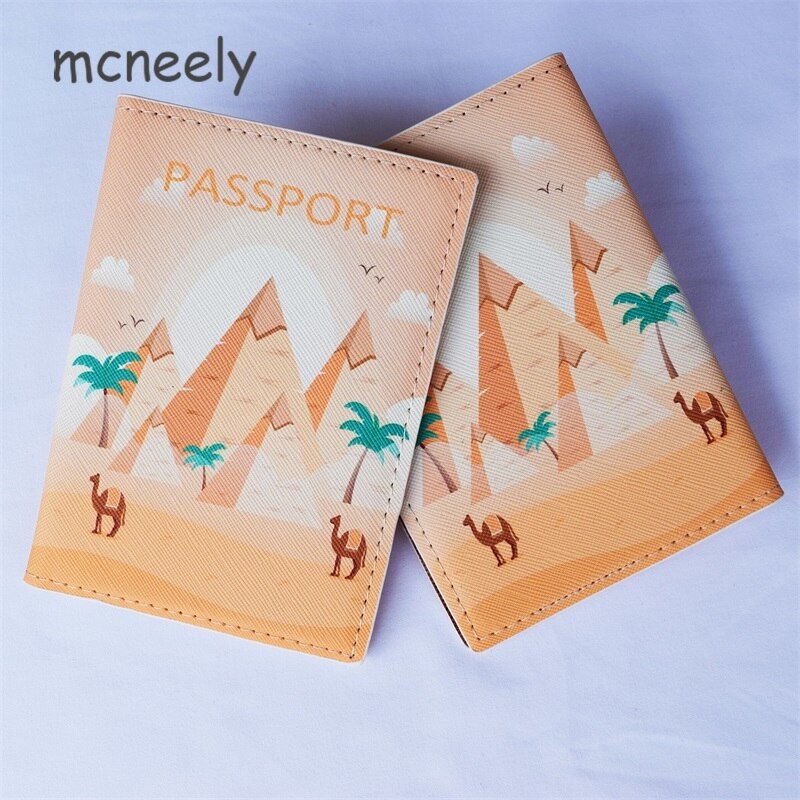 Egyptische Piramiden Paspoort Cover Reizen Id Kaarthouder Beroemde Landschap Paspoorthouder Lederen Bank Credit Card Case Ticket