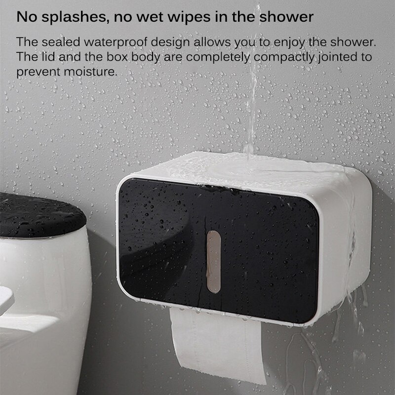 Caja de papel en rollo multifunción, soporte de papel higiénico sin perforaciones, Caja de papel higiénico de pared, impermeable, portarrollos de papel