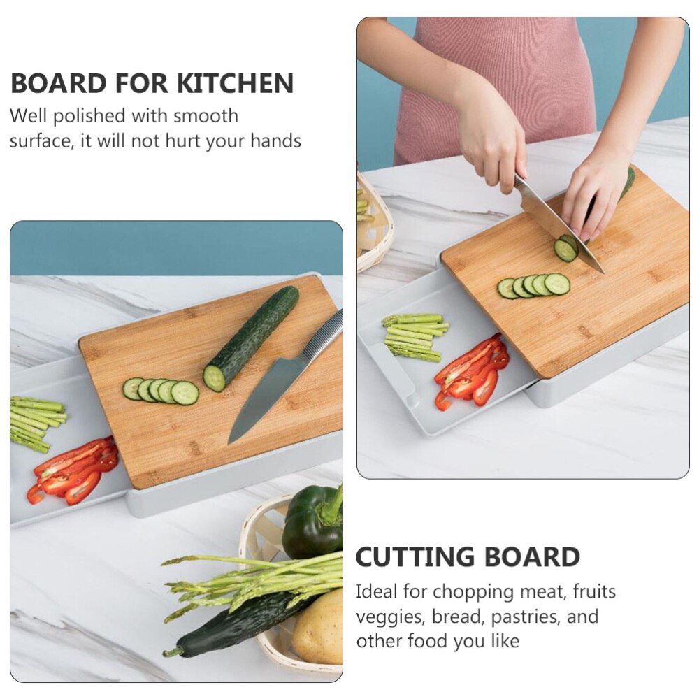 Multifunctional Bamboo Cutting Board Drawer Type Chopping Board Kitchen Tool