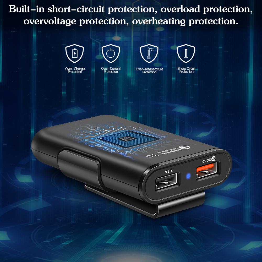Vaorlo 36W Quick Charge 3.0 Usb Auto Charger Verlengsnoer Kabel Auto Usb Lader Personenauto Achter Charger